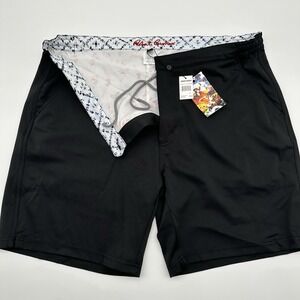 Robert Graham Men's Black Hybrid Lined Swim/Performance Shorts Size L 7" Inseam